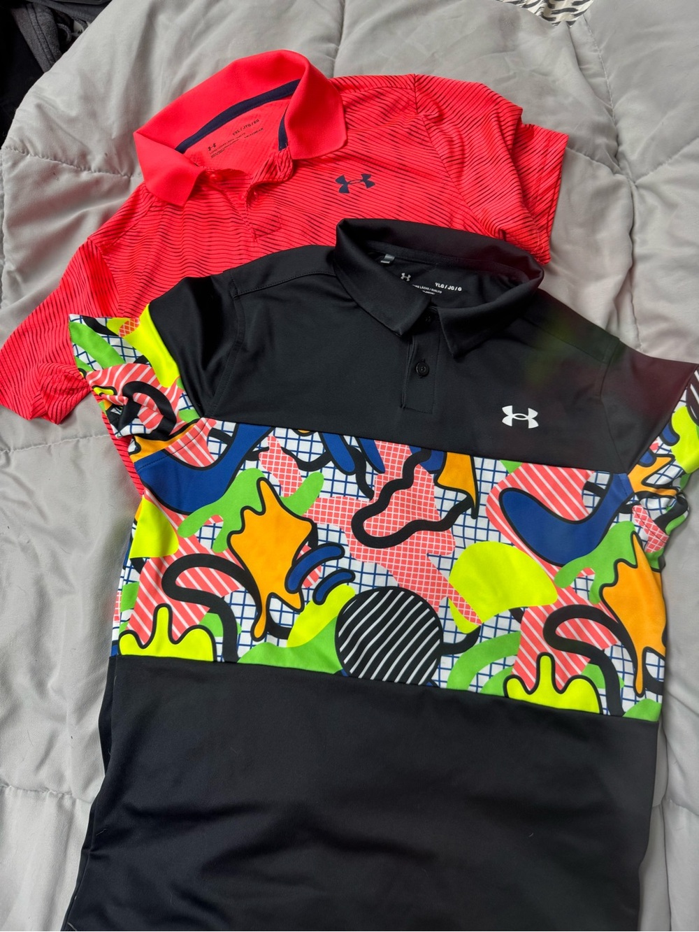 (2) Under Armour Kids Polo Pack - Red & Multicolor Graphic Polo